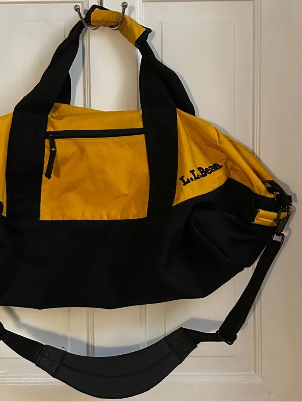 L.L. Bean Yellow and Black Nylon Duffel with Shoulder Strap - XL